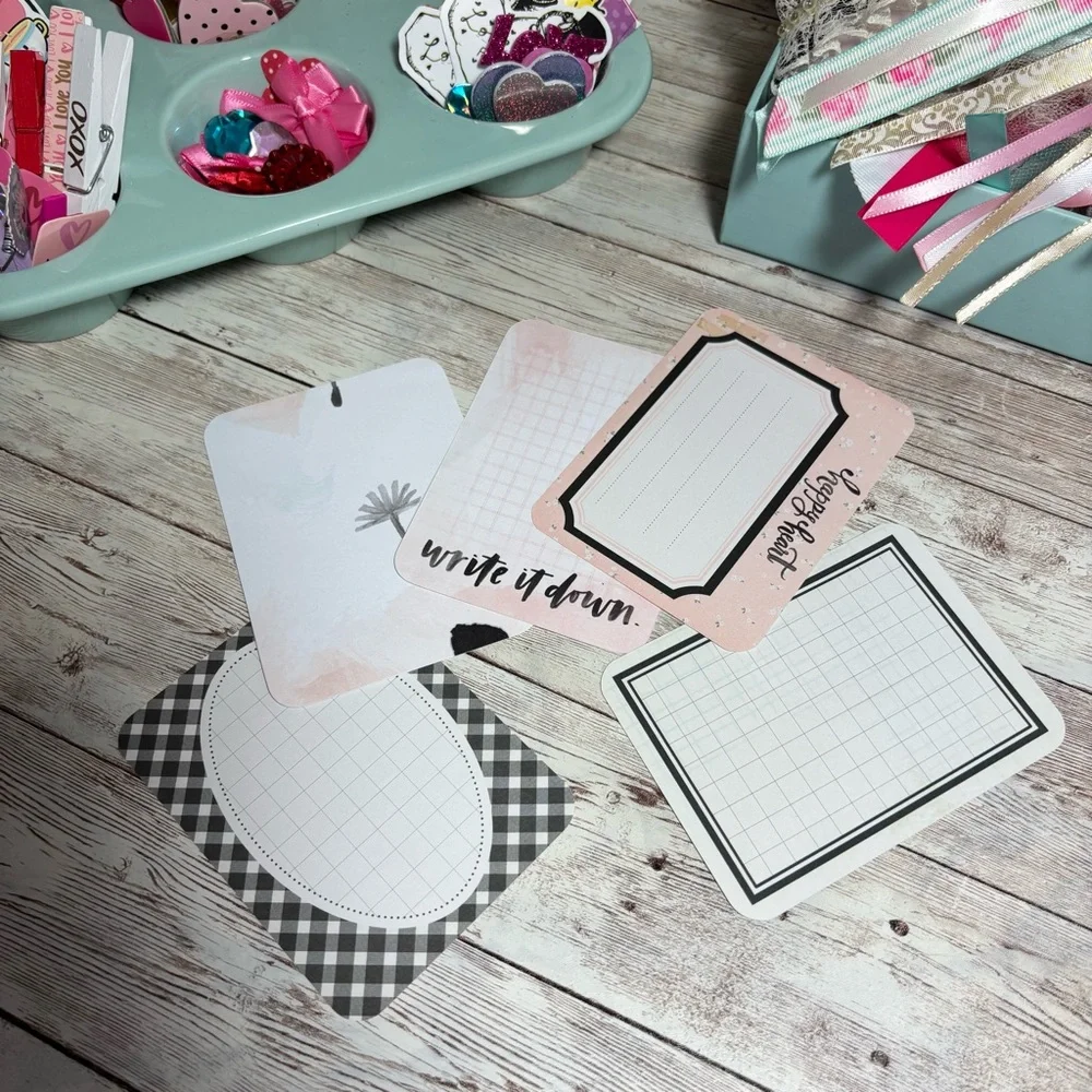 Pink & Black Themed Journaling Cards Lot Of 25 Planners Scrapbooks Junk Journals